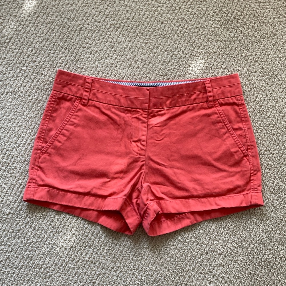 J. Crew Chino Shorts Size 2 Thick Fabric Salmon Orange VEUC Casual Preppy